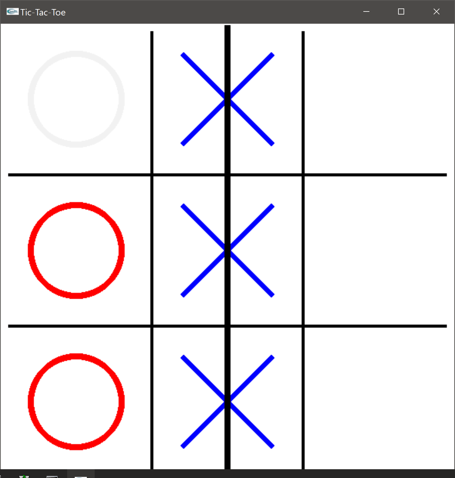 Screenshot of Tic-Tac-Toe win for player X